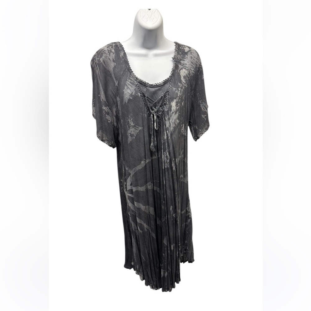 Gray Tie-Dye Short Sleeve Dress